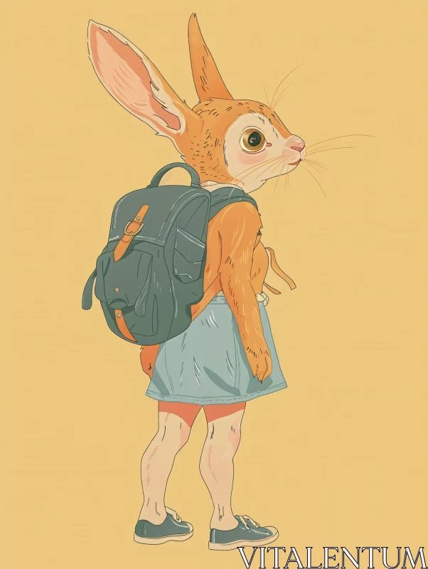 AI ART Anthropomorphic Rabbit with Backpack