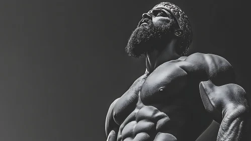 Monochrome Man Portrait with Strong Physique