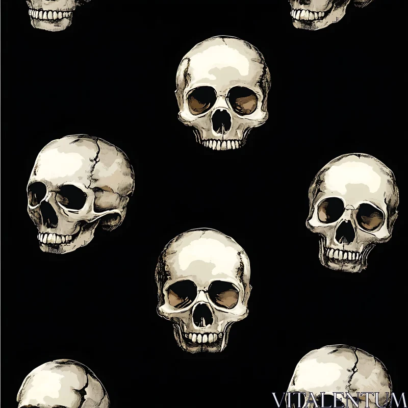 Anatomical Skull Pattern on Black