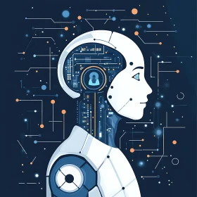 Modern Robot Head with Circuit Design