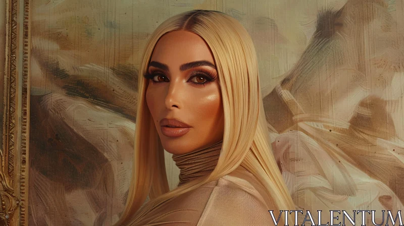 Stylish Kim Kardashian in Artistic Portrait AI Image