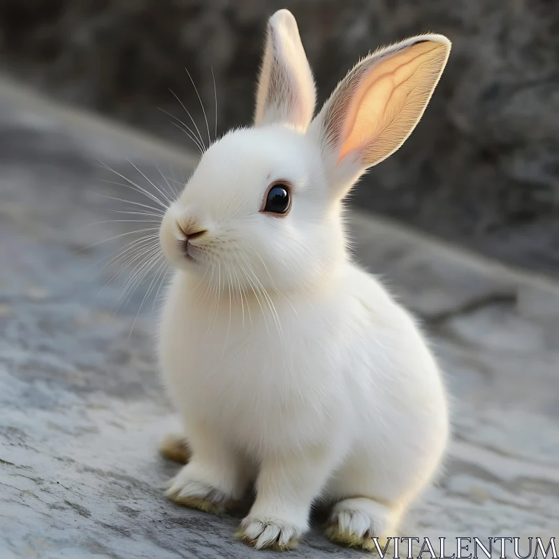 Fluffy White Rabbit Close-Up AI Image