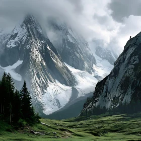 Misty Peaks and Verdant Valley View