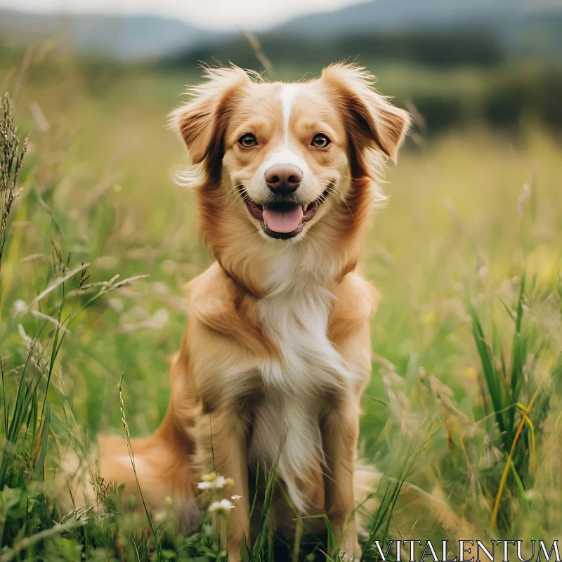 Cute Golden Dog Amidst Greenery AI Image