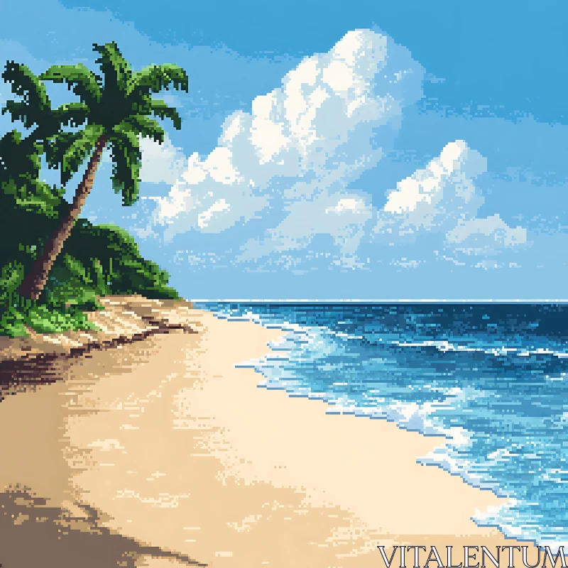 Retro Pixel Beach Scene AI Image