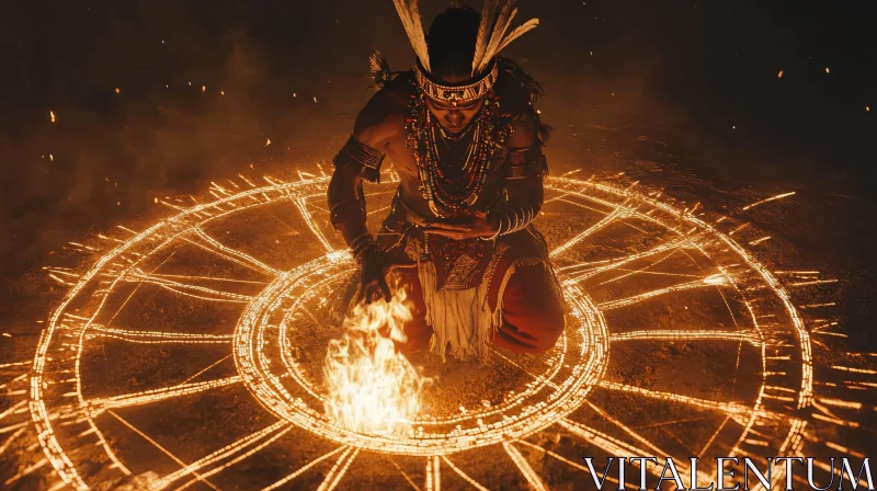 Conjuring Flames: A Sorcerer's Ritual AI Image