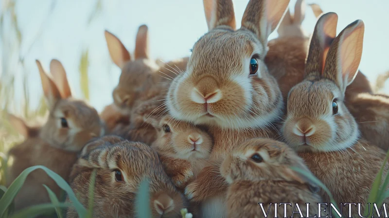 A Gathering of Brown Rabbits AI Image