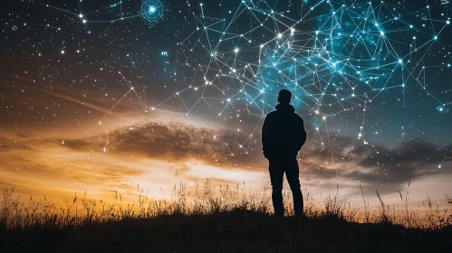 Man Staring at Constellations
