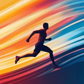 Energetic Runner Silhouette in Colorful Motion