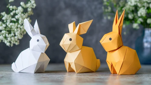 Geometric Paper Rabbits Delightful Display