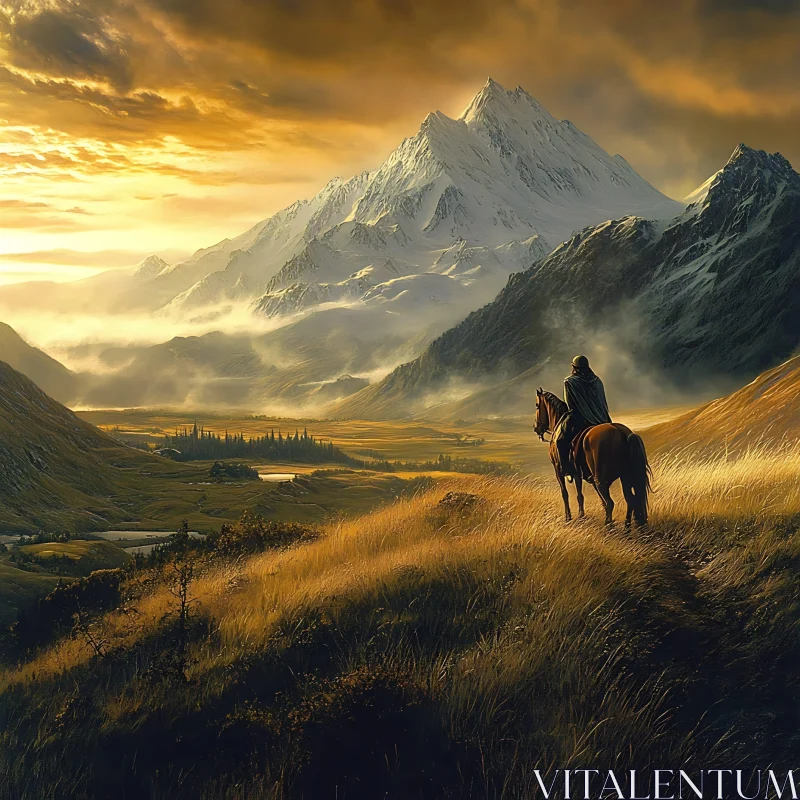 AI ART Equestrian Mountain Journey