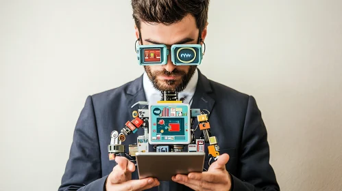 Cyborg Businessman Augmented Reality