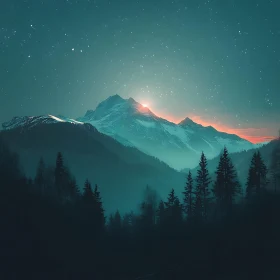 Starry Night Over Mountain Peaks
