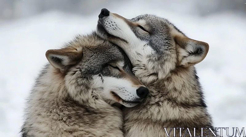 AI ART Wolves Affection, Wildlife Harmony Image