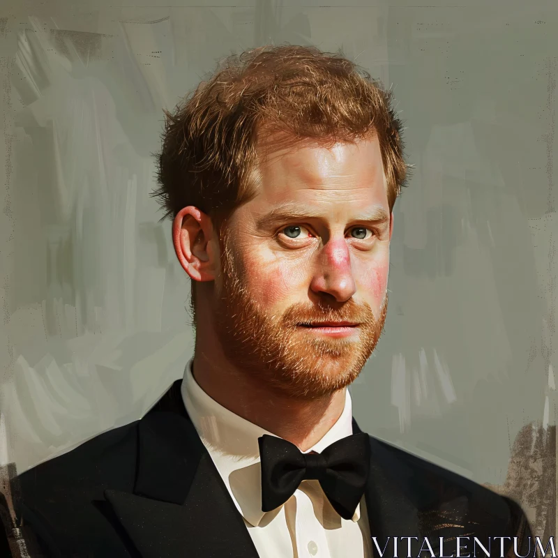 Artistic Portrait of Prince Harry in Formal Attire AI Image