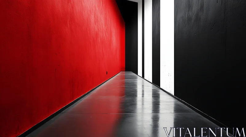 AI ART Red, Black, White Hallway