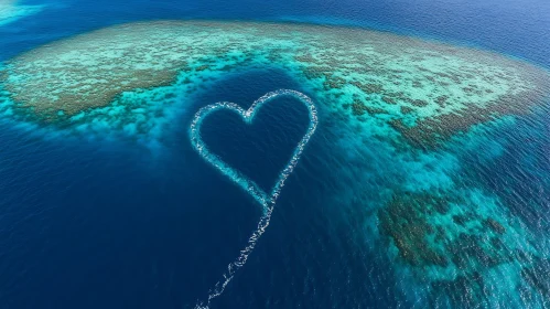 Ocean Heart Shape near Coral Reef