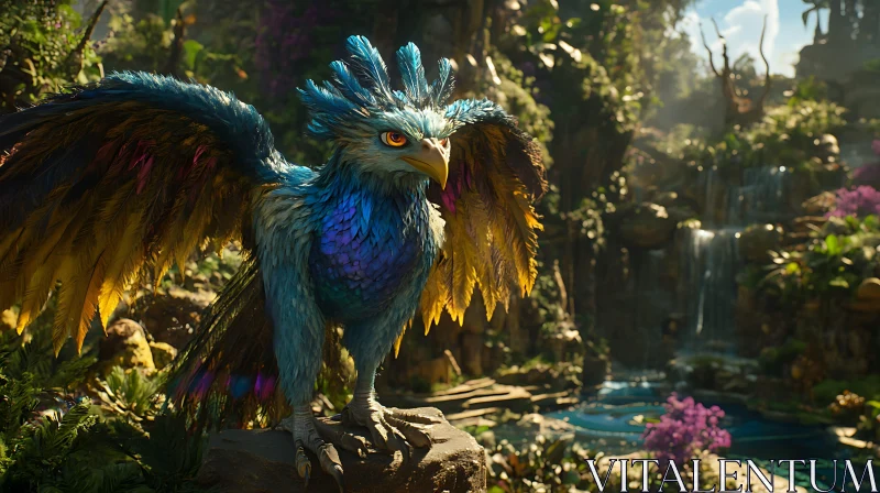AI ART Colorful Bird in Tropical Setting