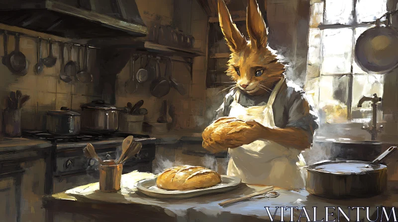 AI ART Anthropomorphic Rabbit Baking Bread