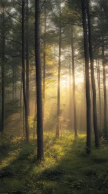 Morning Sunlight in a Dense Forest