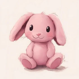 Whimsical Pink Plush Bunny Art