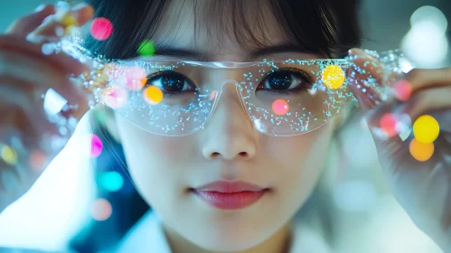 Futuristic Woman in VR Glasses