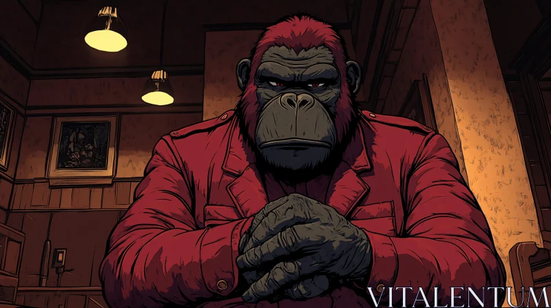 AI ART Gorilla with Red Jacket in Comic Style