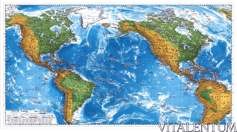 Geographic World Map with Detailed Cartography AI Image