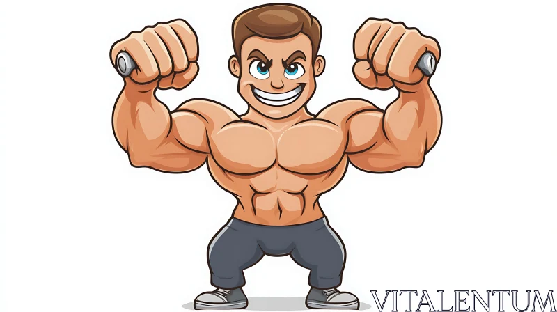 Strong Cartoon Character Biceps Flex AI Image