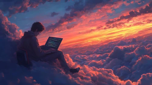 Surreal Cloud Coding at Sunset