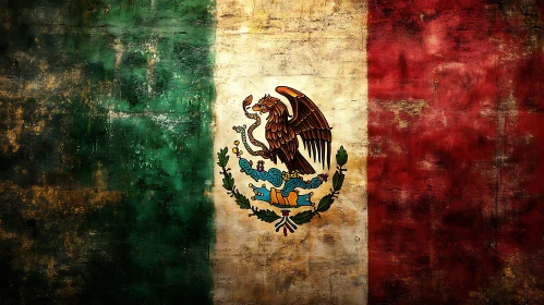 Grunge Style Mexican National Flag