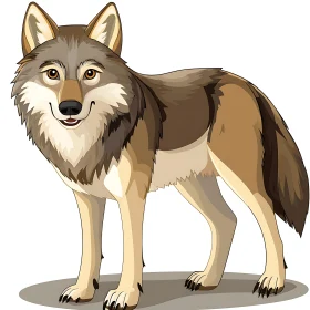 Cartoon Wolf with a Gentle Smile