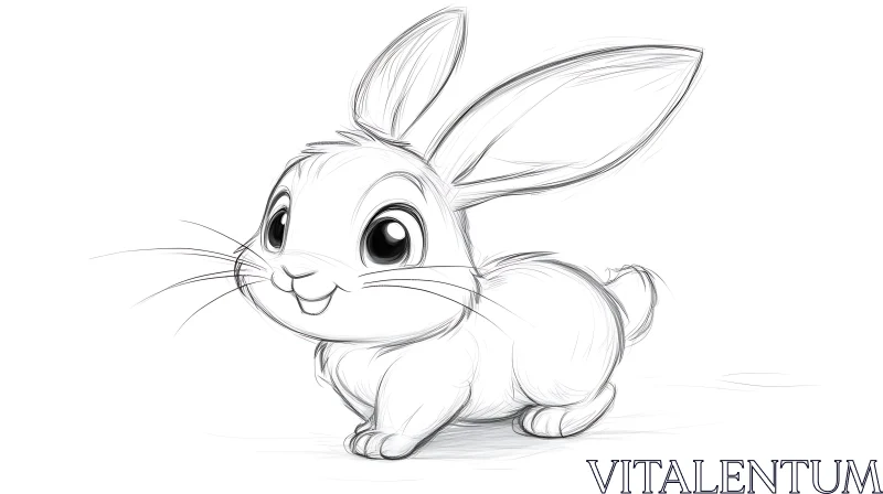 Charming Rabbit Line Art Illustration AI Image