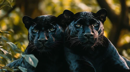 Portrait of Two Black Panthers