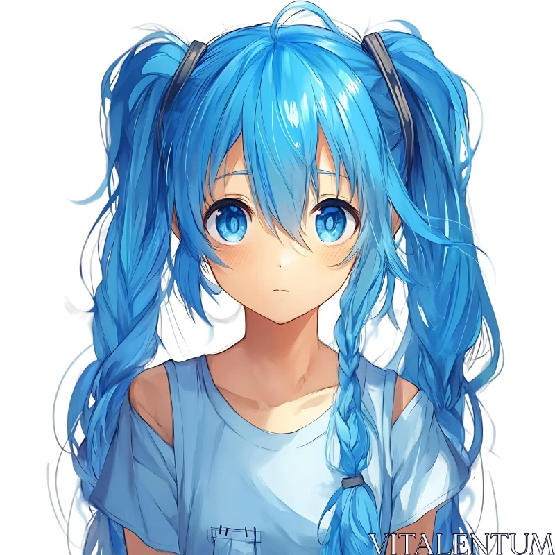 Sad Anime Girl Drawing AI Image