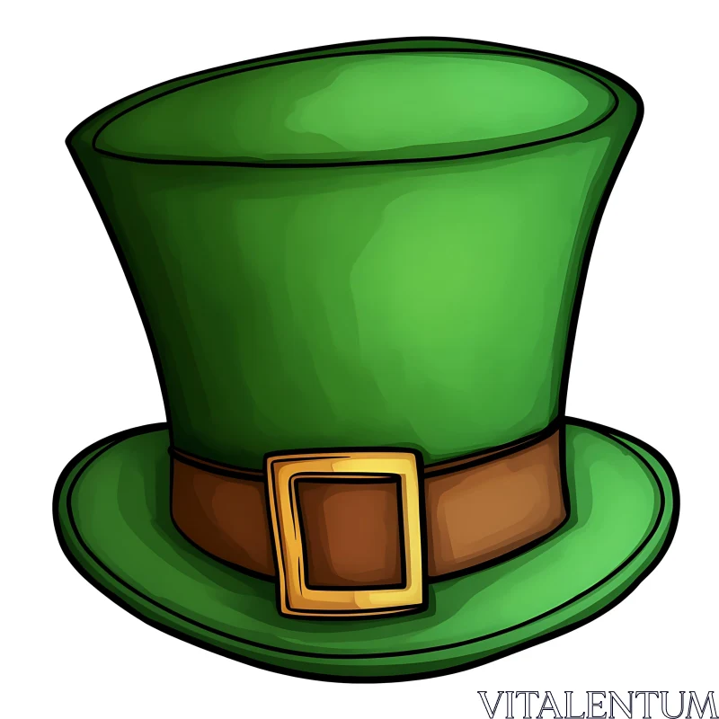 Green Leprechaun Hat Cartoon Illustration AI Image