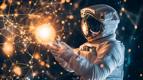 Space Exploration: Astronaut and Glowing Orb