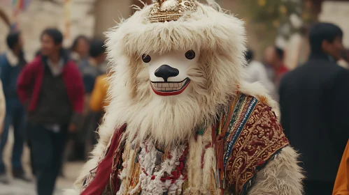 Traditional Fur Costume with Smiling Mask