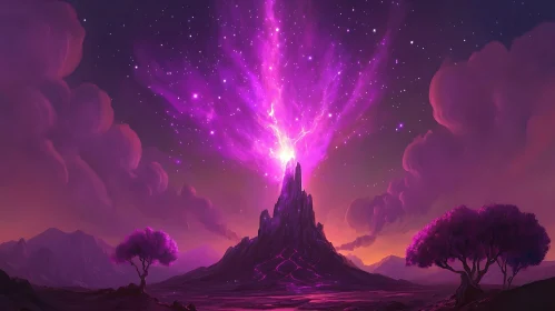 Purple Mountain Fantasy Landscape