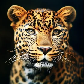 Detailed Leopard Face Close-Up