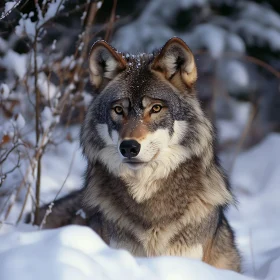 Lone Wolf in Snowy Wilderness