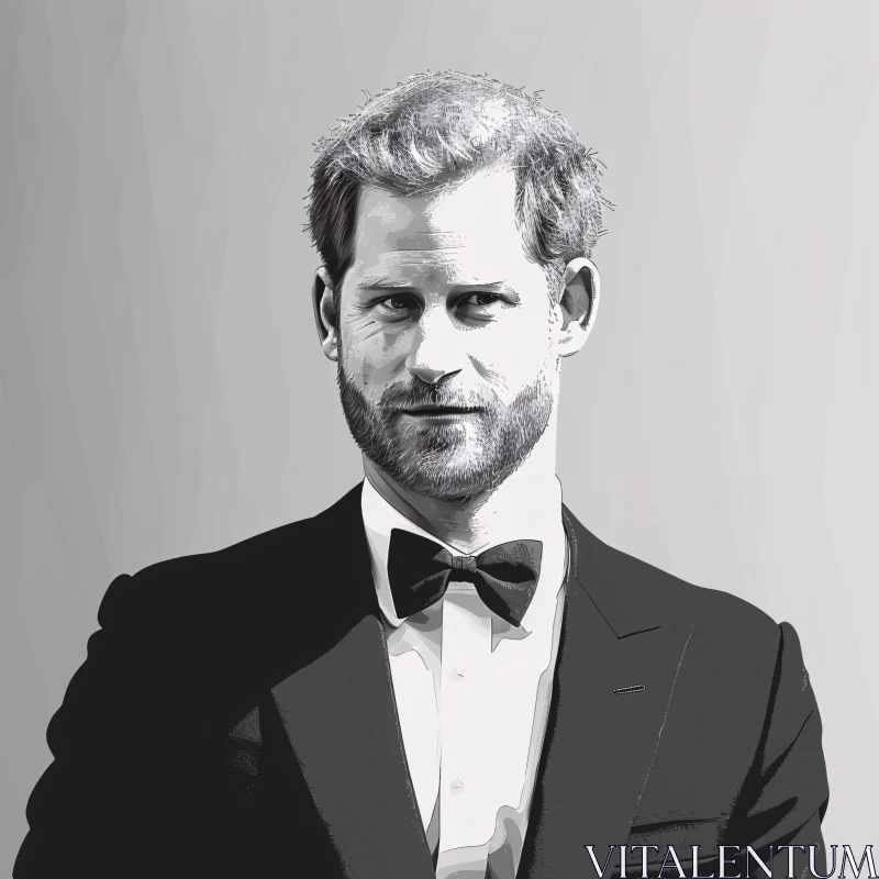 AI ART Prince Harry Stylish Monochrome Art