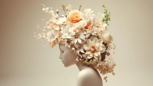 Ethereal Flower Crown on Mannequin | Nature-Inspired Composition