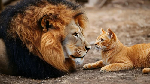 Lion and Cub Gazing Together