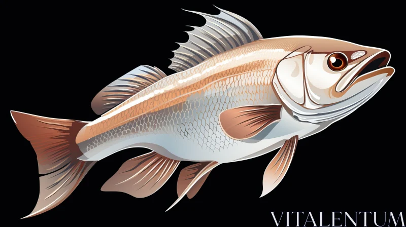 Precisionist Illustration of Whitefish Against Black Background AI Image