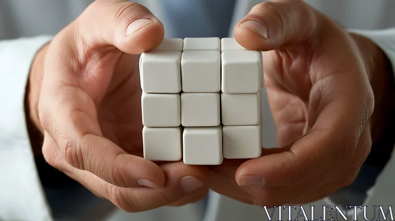 AI ART Geometric Cube in Hand