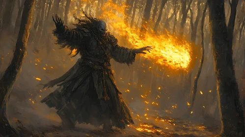 Forest Wizard with Fireball