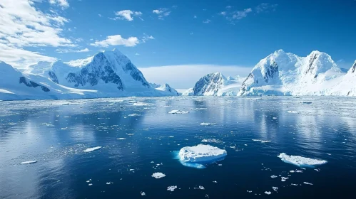 Antarctic Ice Mountains and Icebergs