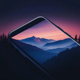 Serene Mountain View on Mobile Screen