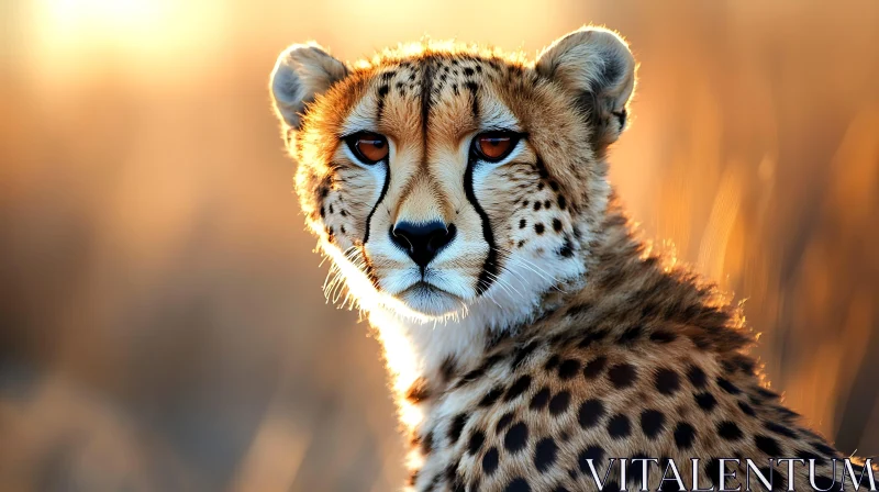 Cheetah Portrait with Intense Gaze AI Image